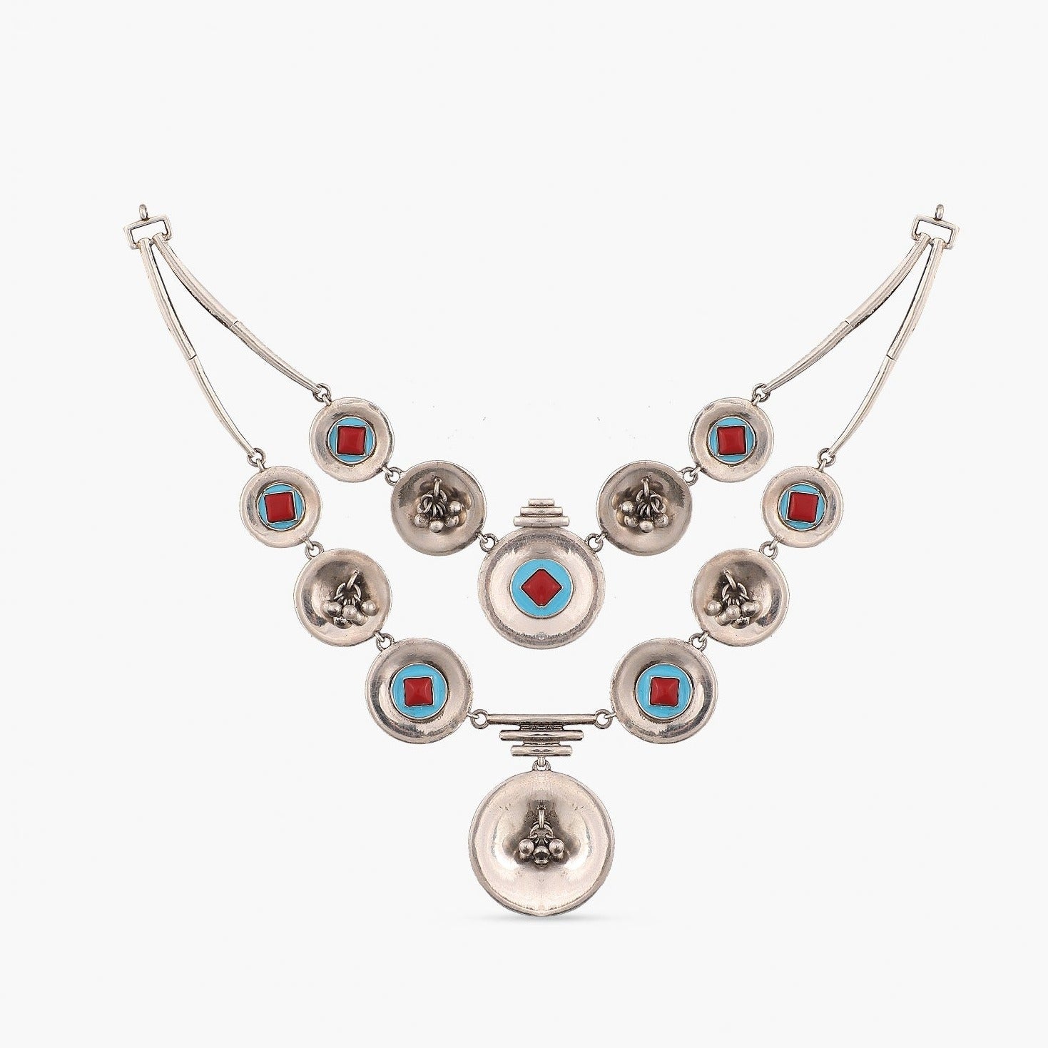 Matsya Pearl String Statement Silver Necklace