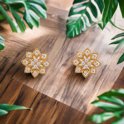 Flora CZ Silver Stud Earrings