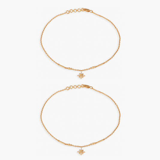 Star Delicate Silver Anklets