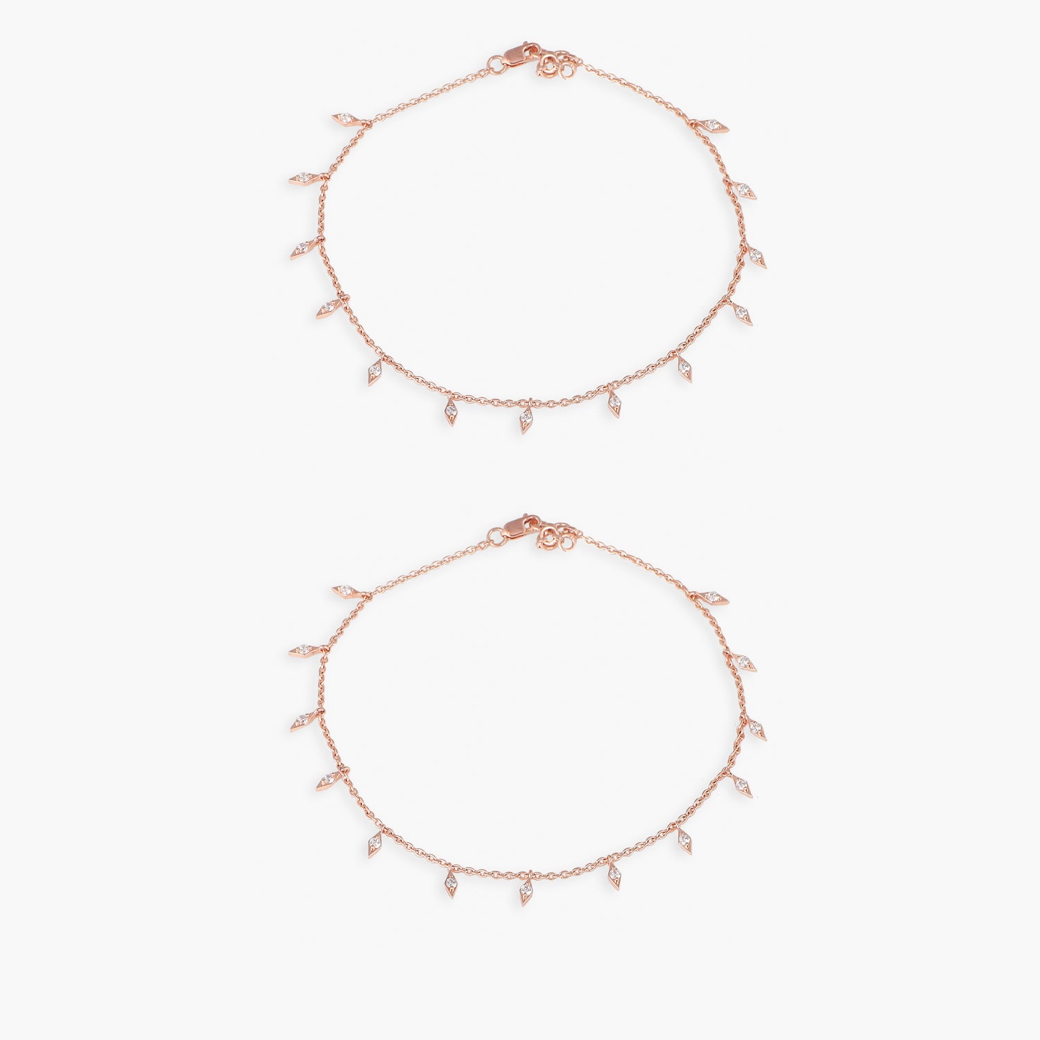 Selene Rose Gold CZ Silver Anklets