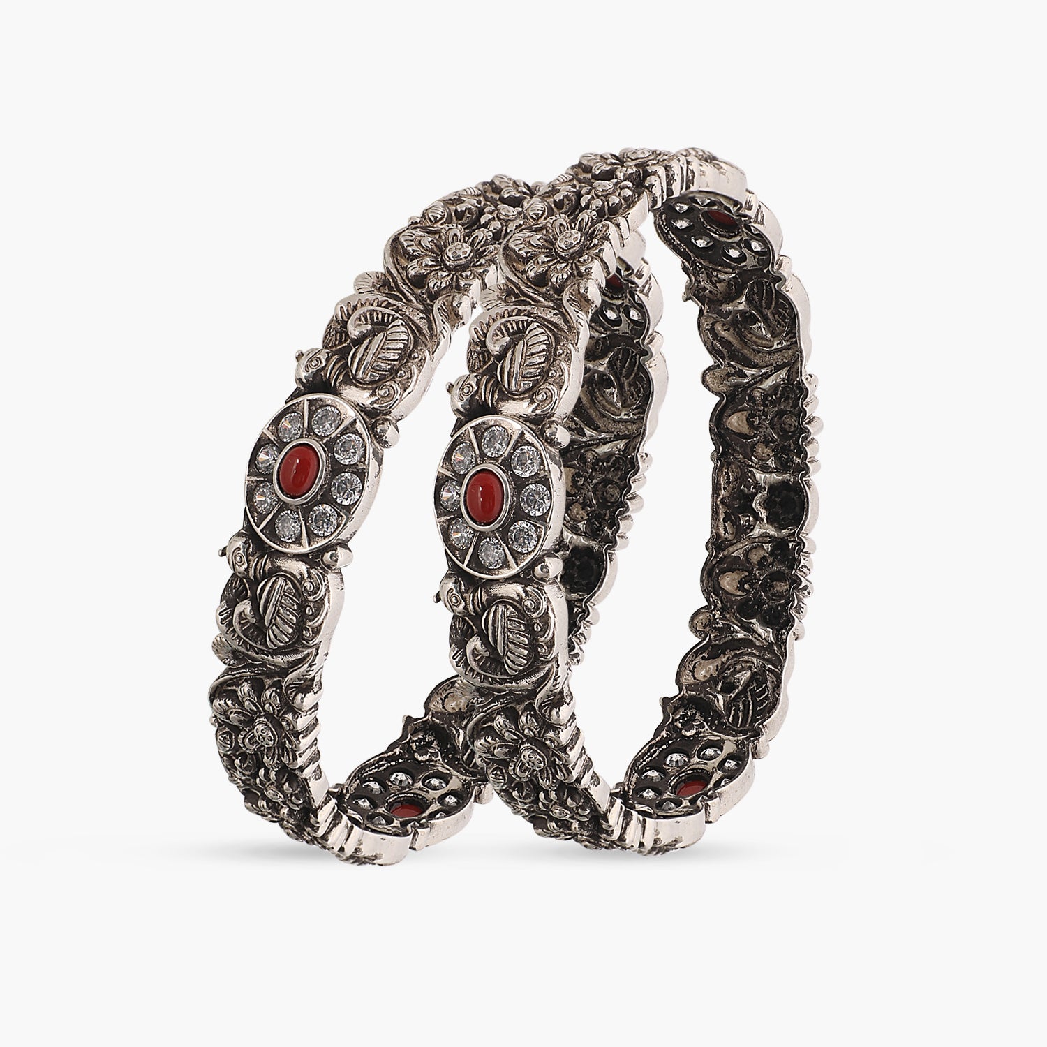 Navil Oxidized Silver Bangles