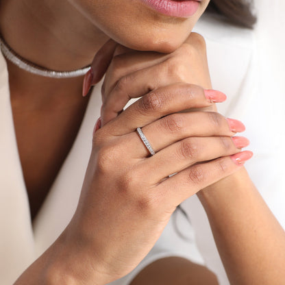 Single Band CZ Silver Ring