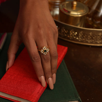 Palash Jadau Silver Finger Ring