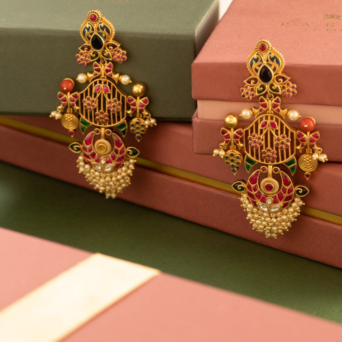 Buy Neysa Kempu Jadau Silver Earrings Paksha Paksha India