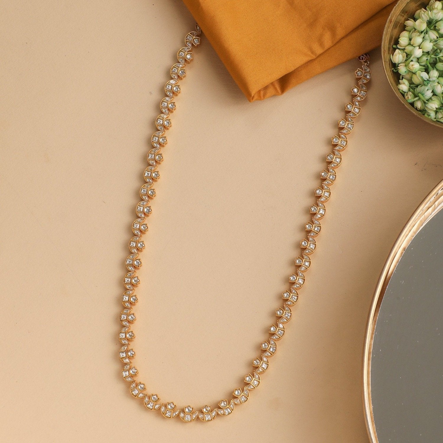 Mallika Jadau Gold Plated Silver Chain Necklace