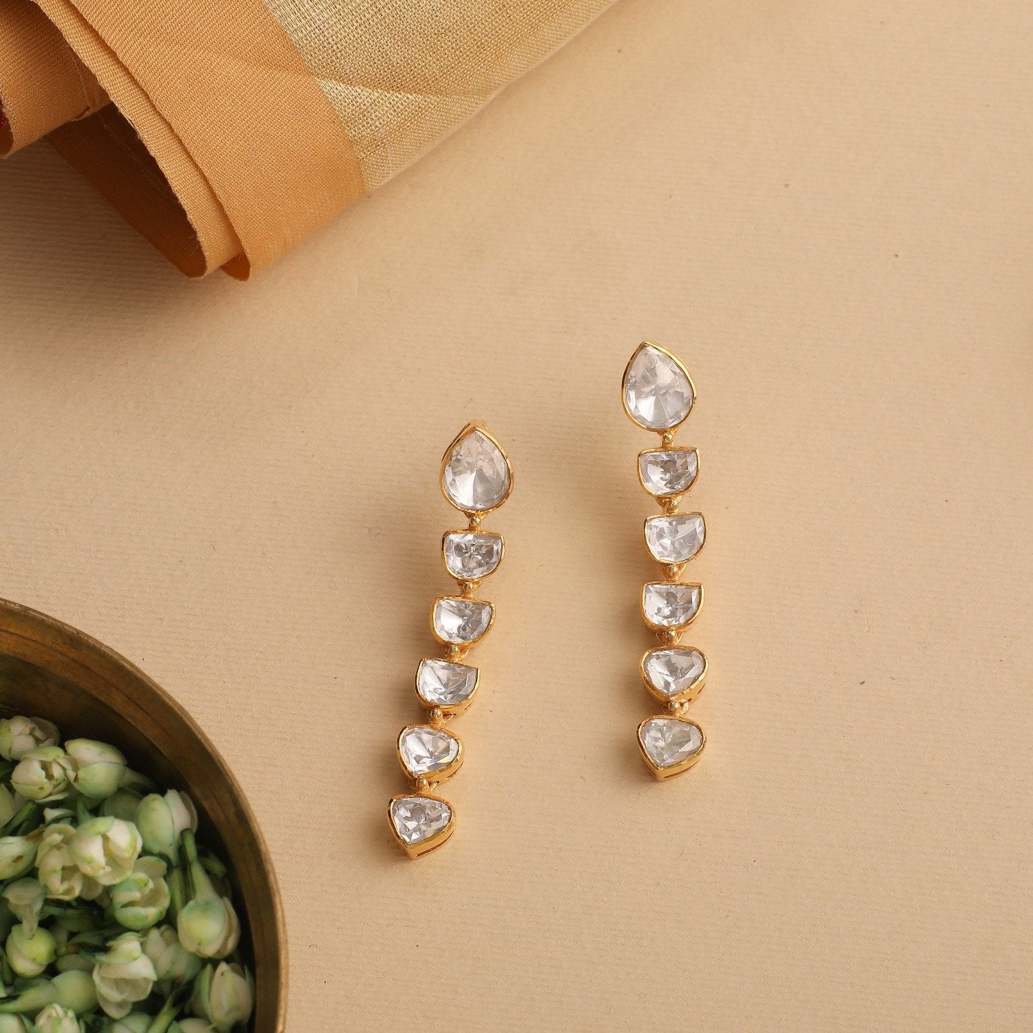 Bay Leaf Gold+Silver Spice Earrings - Swaabhi