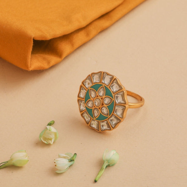 Buy Antika Jadau Kundan Silver Ring | Paksha - Paksha India