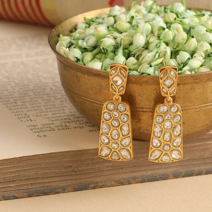 Abhina Gold Plated Silver Jadau Earrings