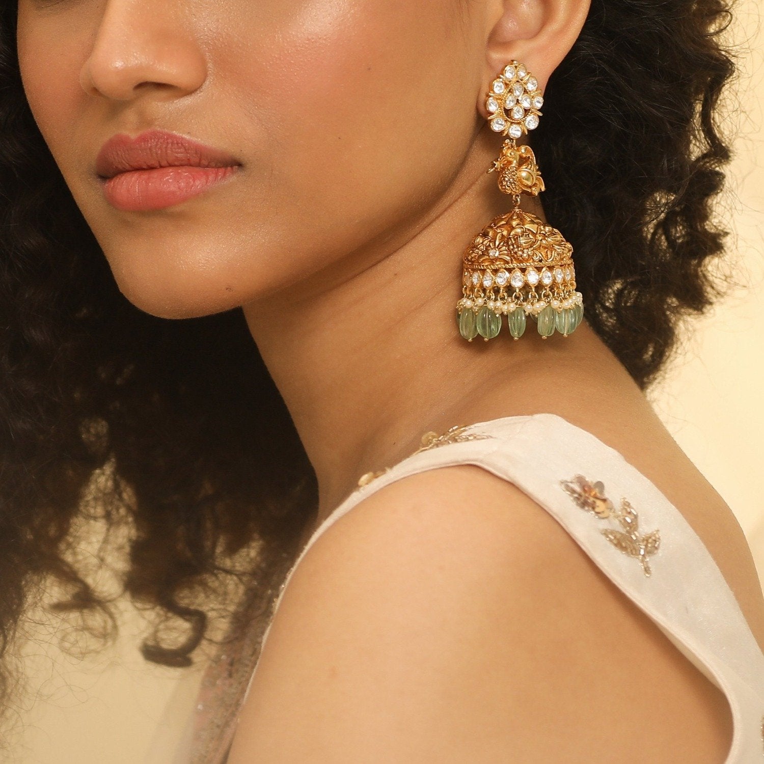 Saira Moissanite Nakshi Jhumki Earrings