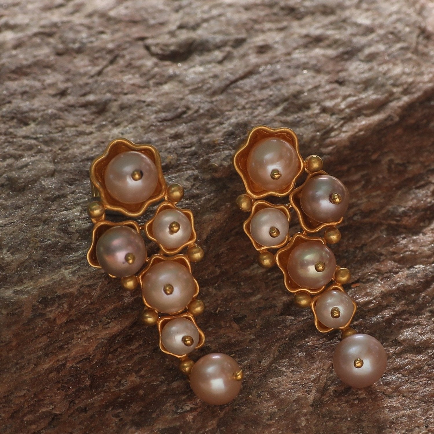 Larah White Pearl Drop Silver Earrings