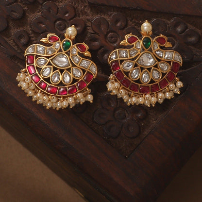 Kalapi Jadau Silver Earrings