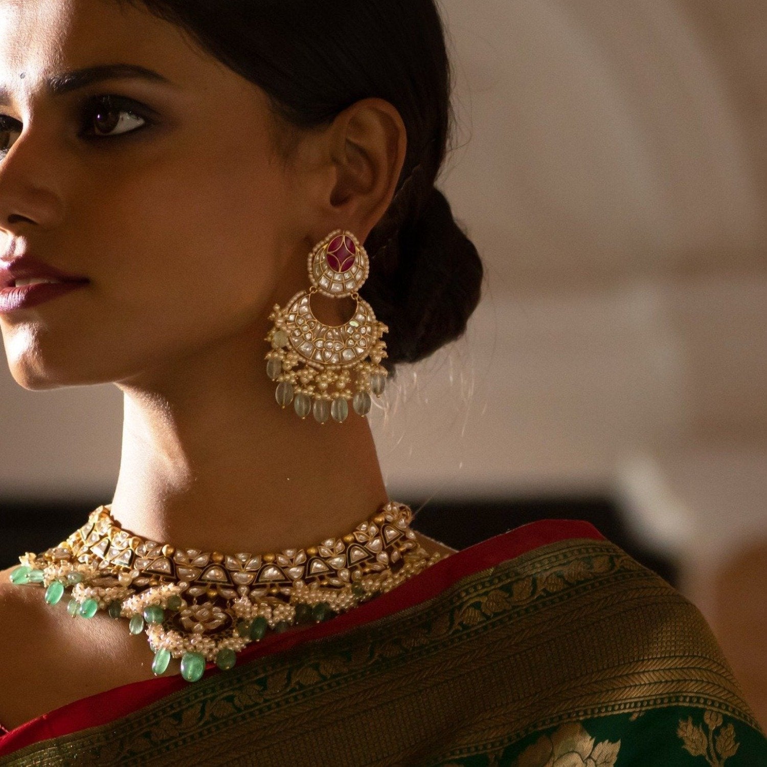 Buy Ruby and Reverse Diamond Stones Polki Pearl Earrings ,sabyasachi Jewelry,kundan  Earrings,earrings,jadau Jhumka,kundan Jewelry,bridal Online in India - Etsy