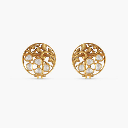 Baroque Moissanite Silver Stud Earrings