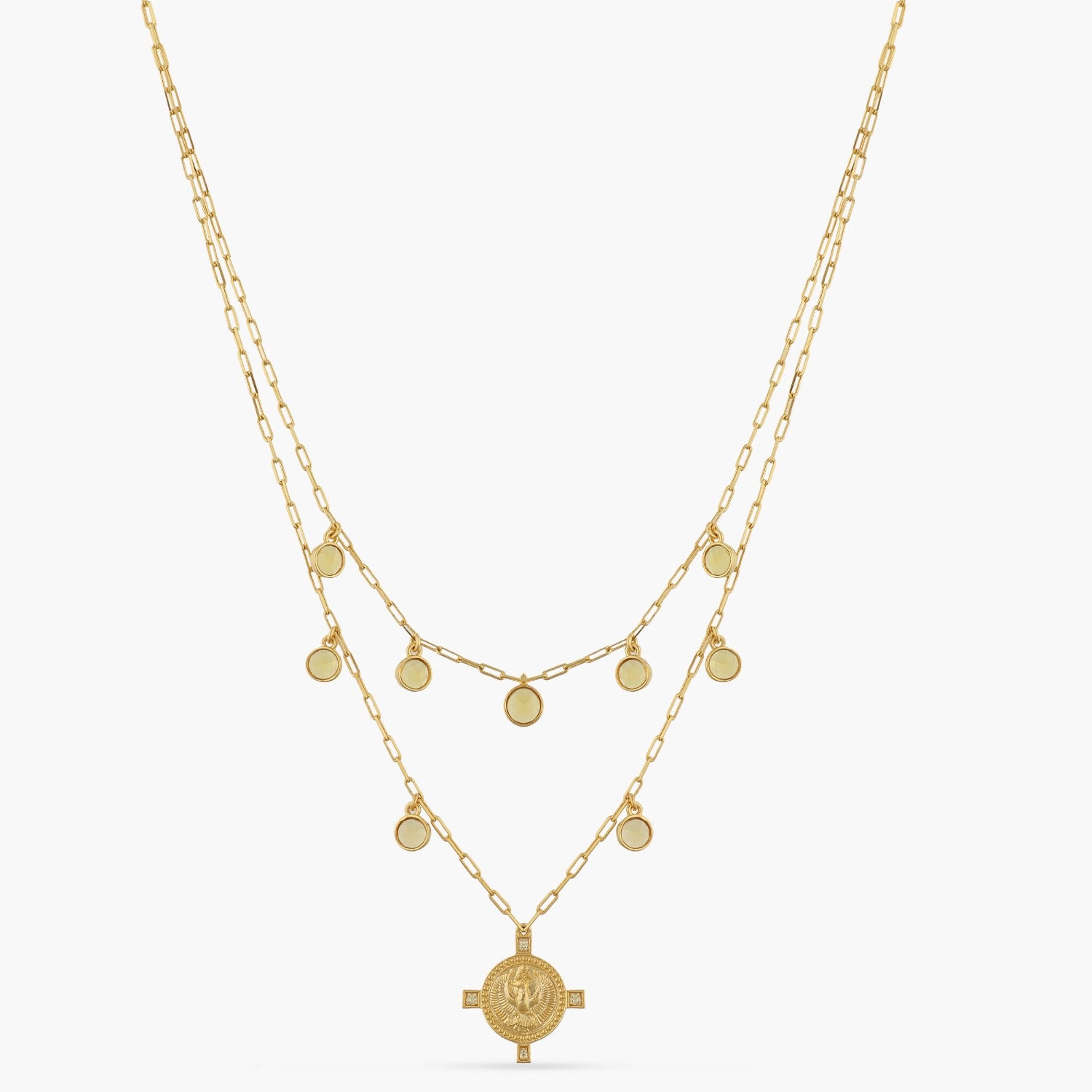 Citrine Scorpio Zodiac Layered Gold Plated Silver Necklace