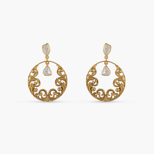 Baroque Moissanite Silver Drop Earrings