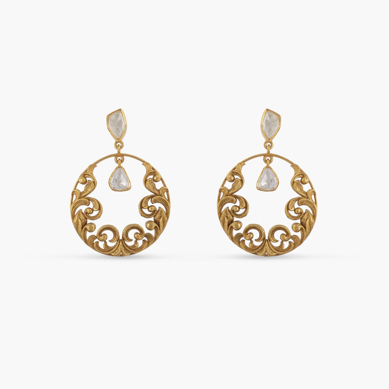 Baroque Moissanite Silver Drop Earrings