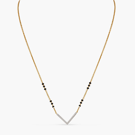 V Shape Elegant Charm CZ Silver Mangalsutra