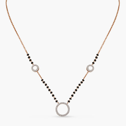 Black Bead CZ Charms Silver Mangalsutra