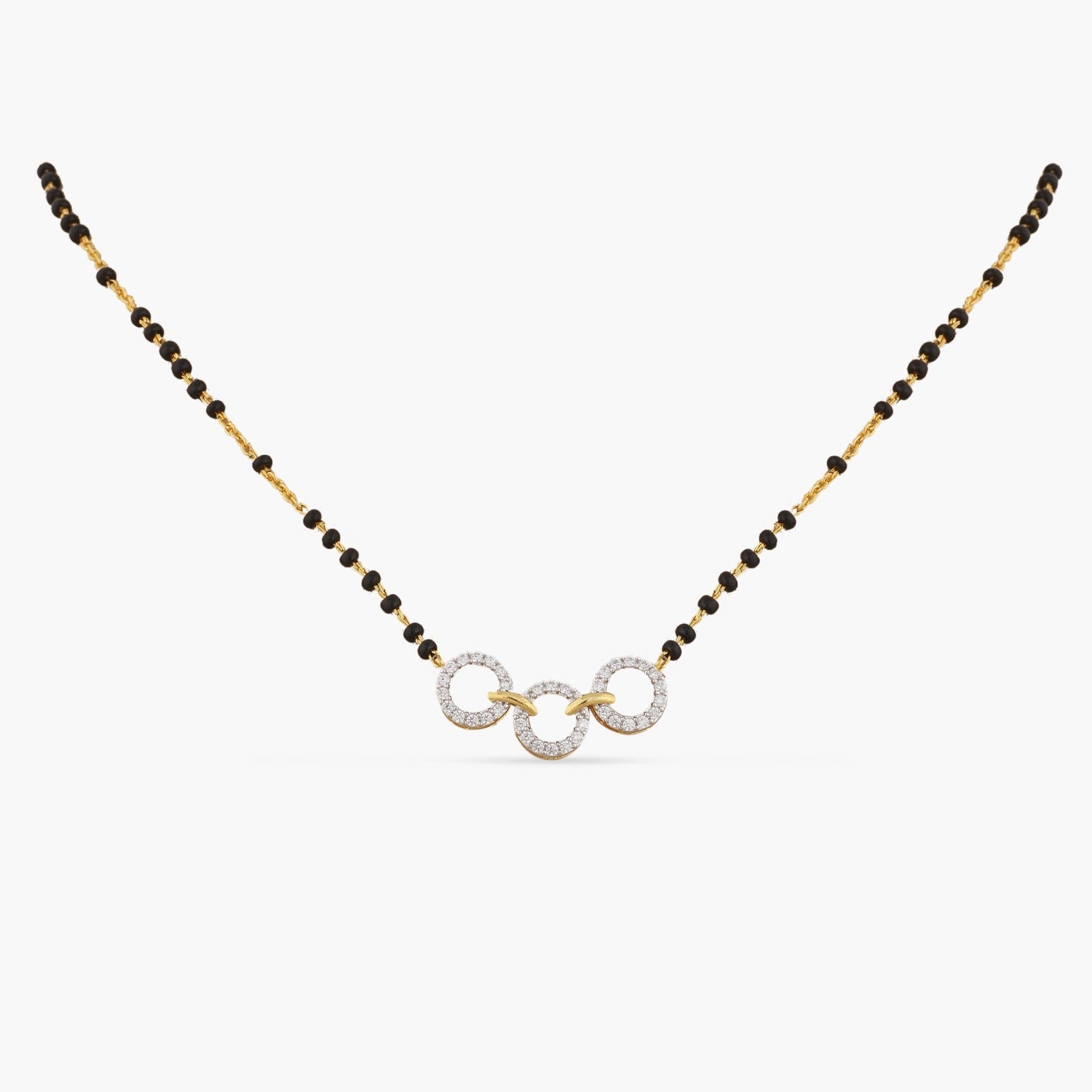 Three Linked Rings CZ Silver Mangalsutra