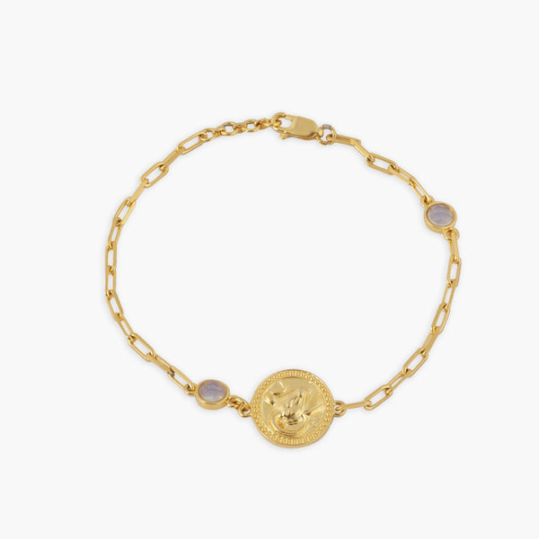 Mesh coin gold link bracelet -
