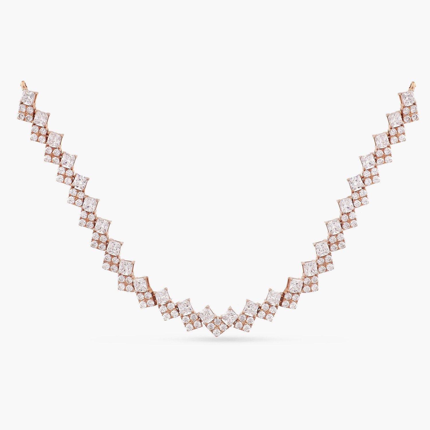 Zara CZ Square Motif Silver Necklace