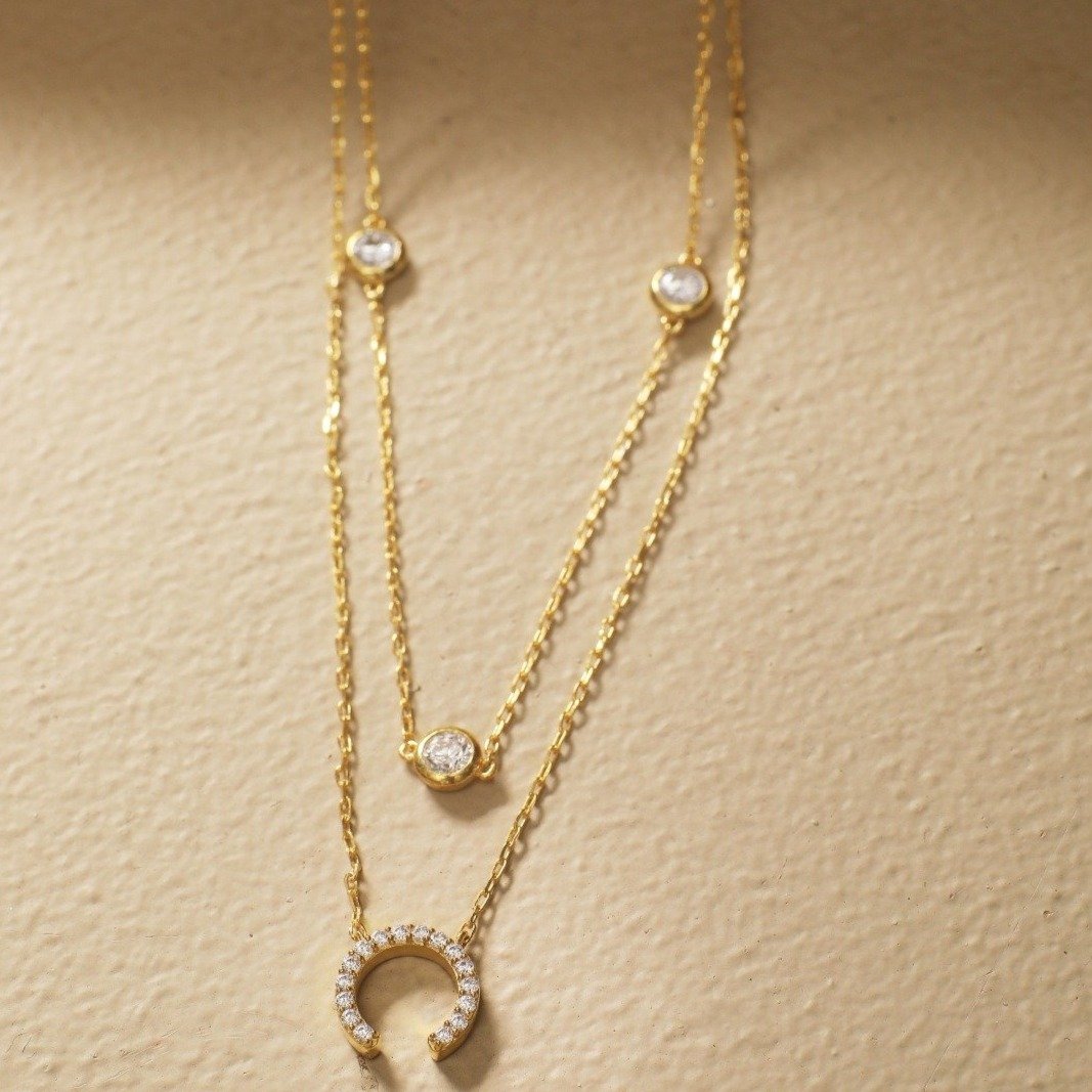 Sparkle CZ Minimal Layered Silver Necklace