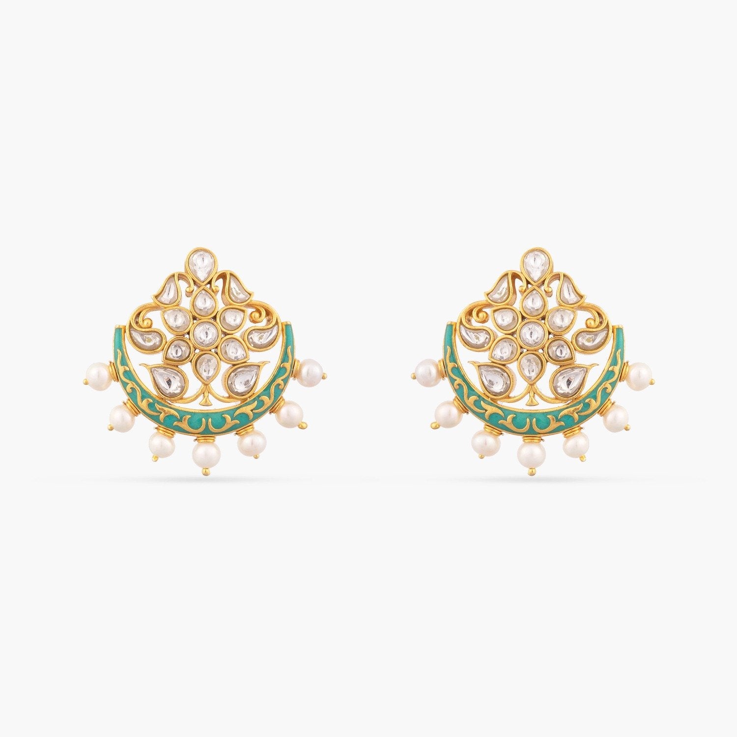 Sarit Enamel Jadau Silver Earring Studs