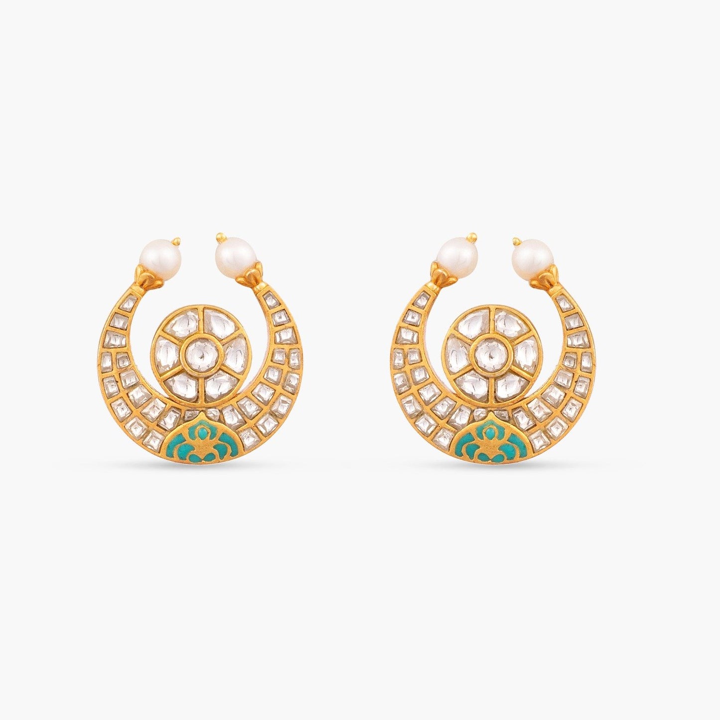 Chandrika Jadau Silver Stud Earrings