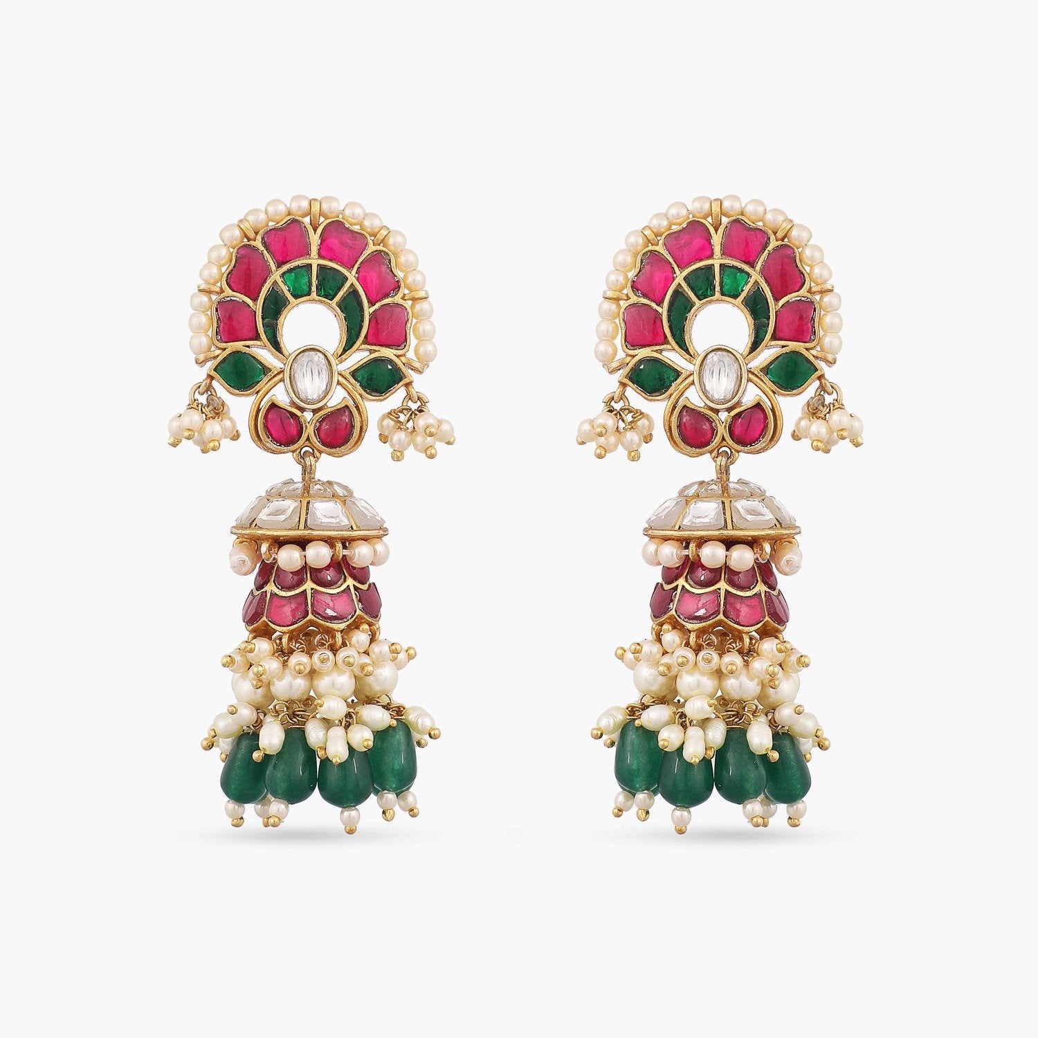 Sirisha Jadau Silver Stud Earrings