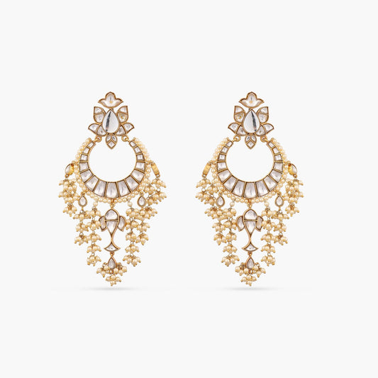 Sheva Jadau Silver Chaandbali Earrings