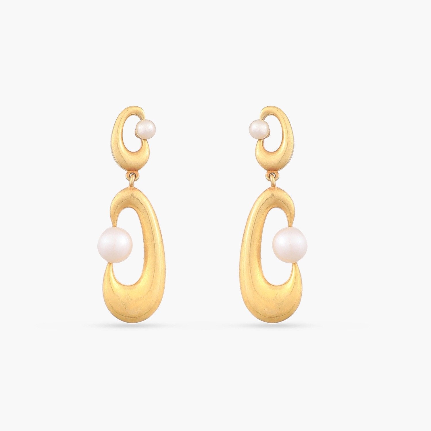 Buy Golden Pearl Drop Hoop Earrings for Women Online in India