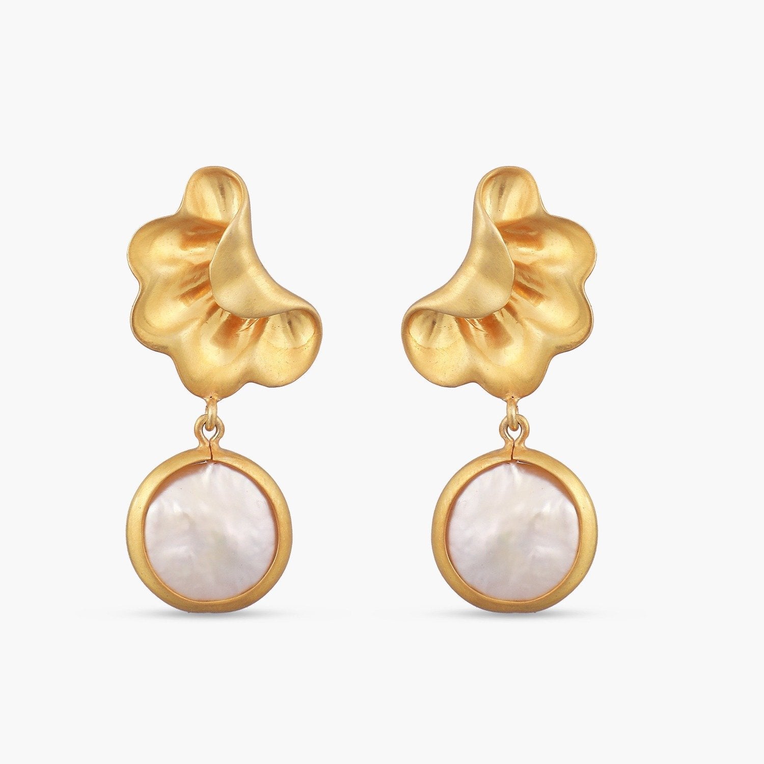 Simple Kundan and Pearl Drop Earrings with Ear Chain Classic Indian Sahara  — Discovered