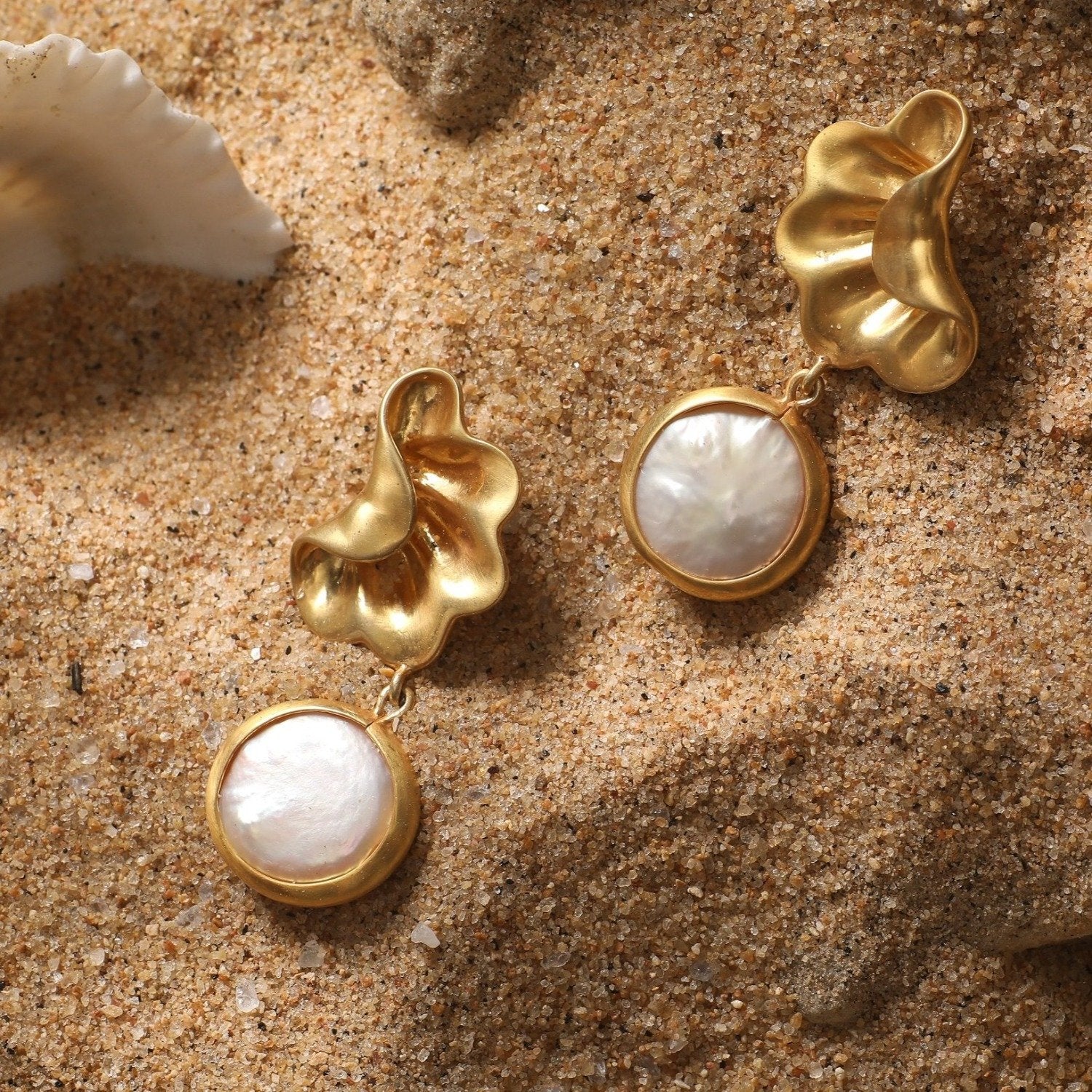 Baroque pearl leaf studs by Namasya | The Secret Label